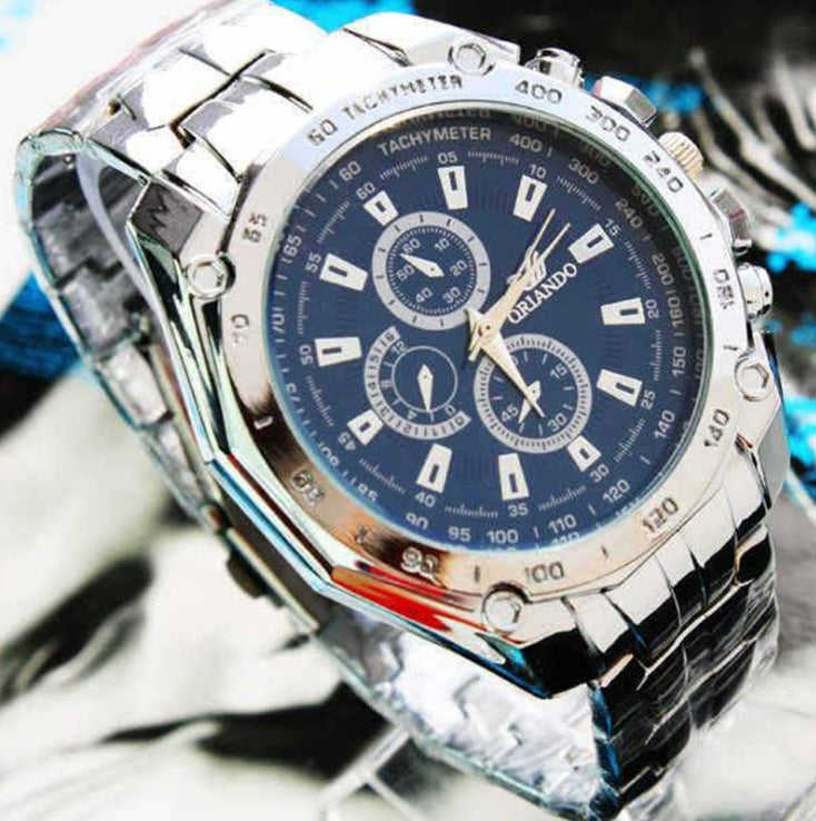 Fashion Silver Stainless Steel Mens Watches Top Brand
