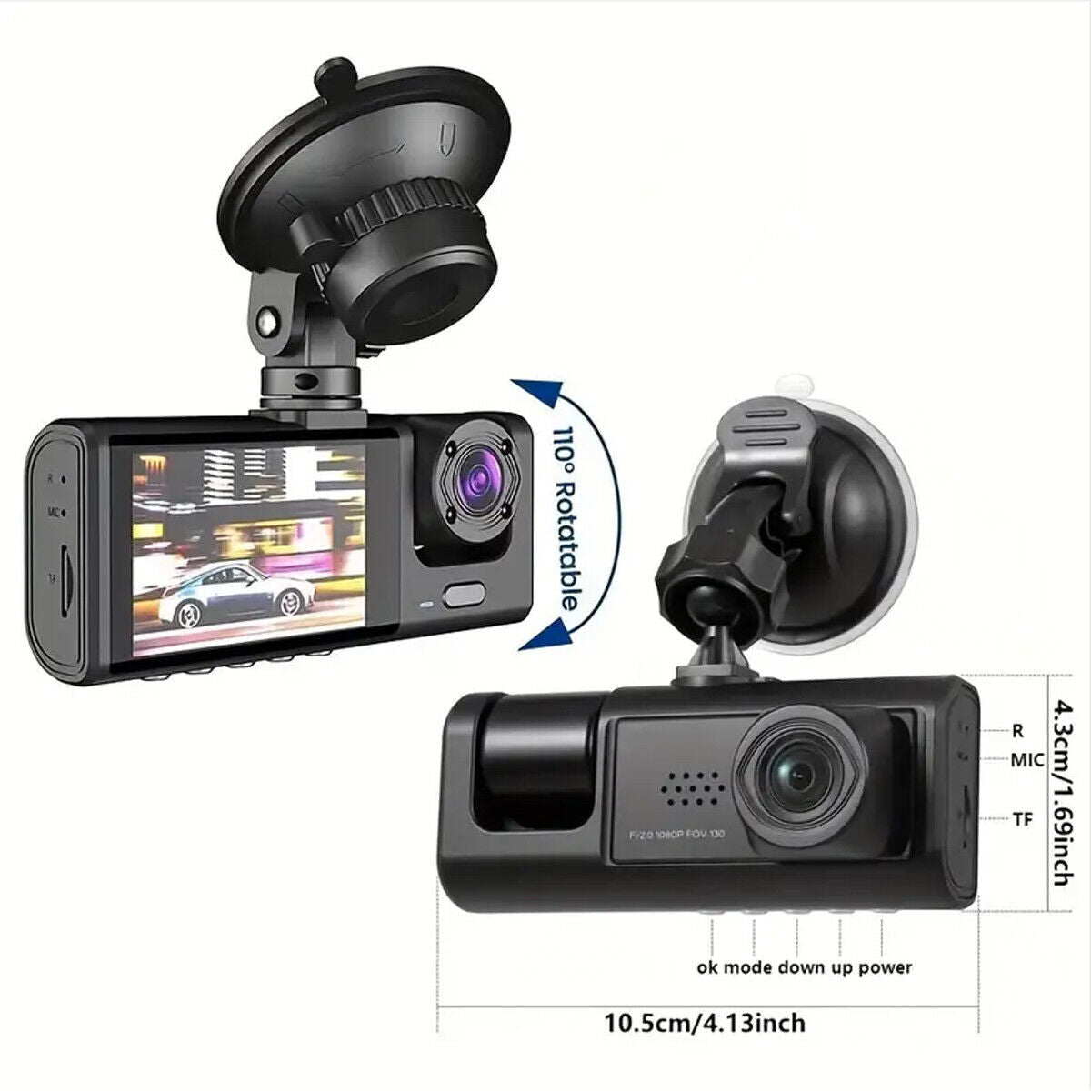 1080P Dual Lens Car Dash Cam Recorder G Sensor