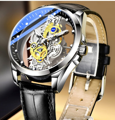 Men Watch Skeleton Automatic Quartz Watch Gold Skeleton