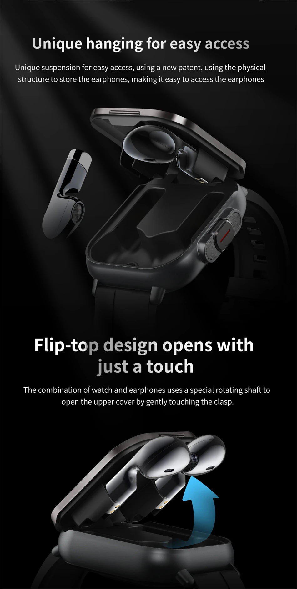 Smart Watch 2 in 1 With Earphone Smartwatch Bluetooth Call Men Watch