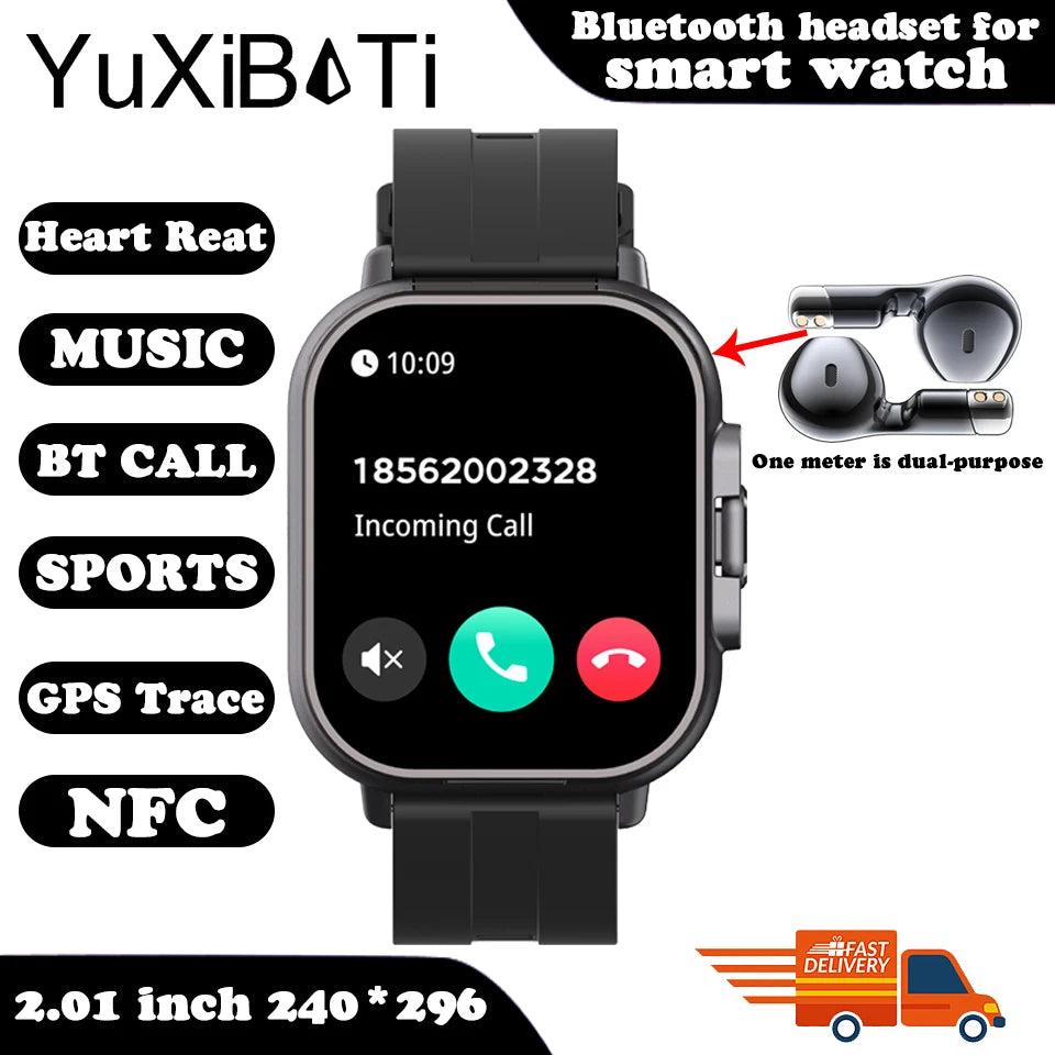 Smart Watch 2 in 1 With Earphone Smartwatch Bluetooth Call Men Watch