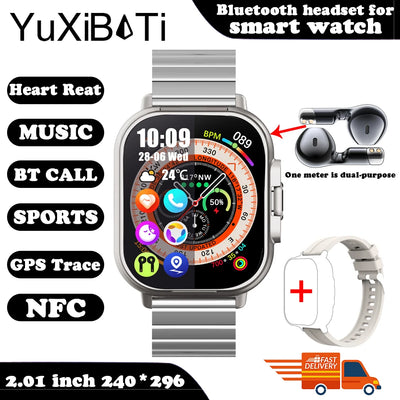 Smart Watch 2 in 1 With Earphone Smartwatch Bluetooth Call Men Watch