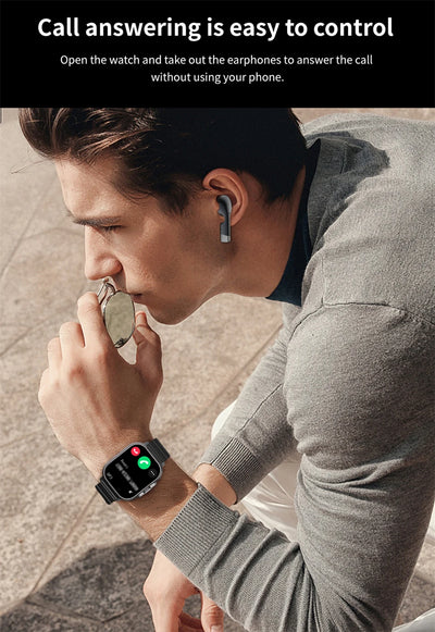 Smart Watch 2 in 1 With Earphone Smartwatch Bluetooth Call Men Watch