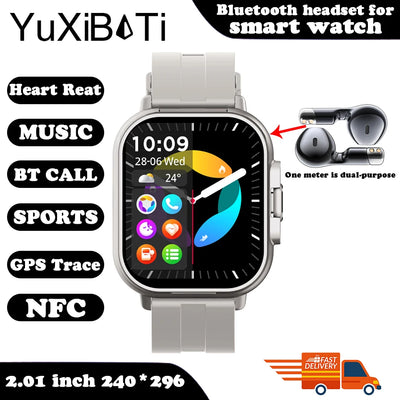 Smart Watch 2 in 1 With Earphone Smartwatch Bluetooth Call Men Watch