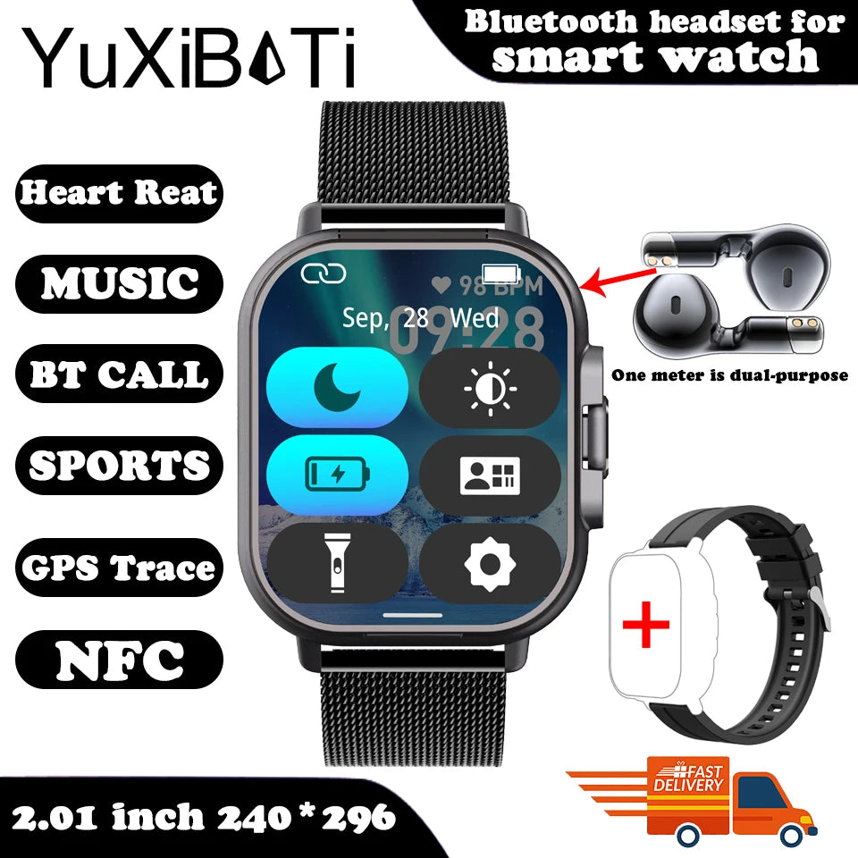 Smart Watch 2 in 1 With Earphone Smartwatch Bluetooth Call Men Watch