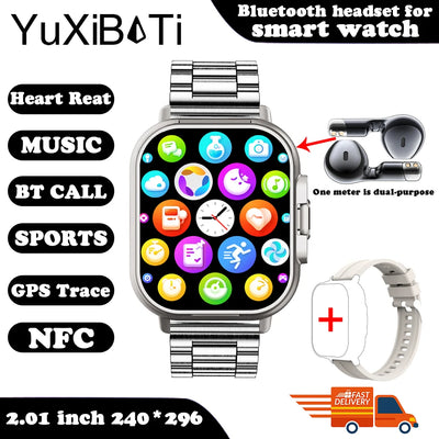 Smart Watch 2 in 1 With Earphone Smartwatch Bluetooth Call Men Watch