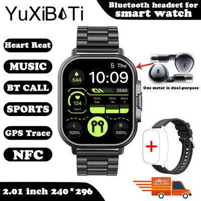 Smart Watch 2 in 1 With Earphone Smartwatch Bluetooth Call Men Watch