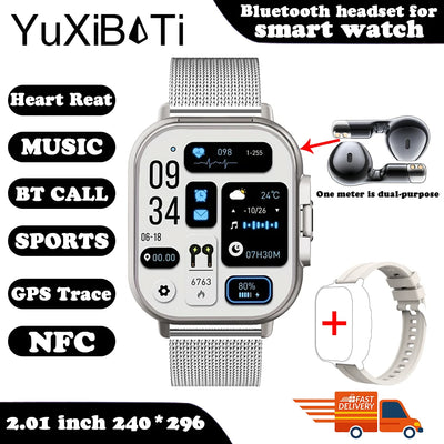 Smart Watch 2 in 1 With Earphone Smartwatch Bluetooth Call Men Watch