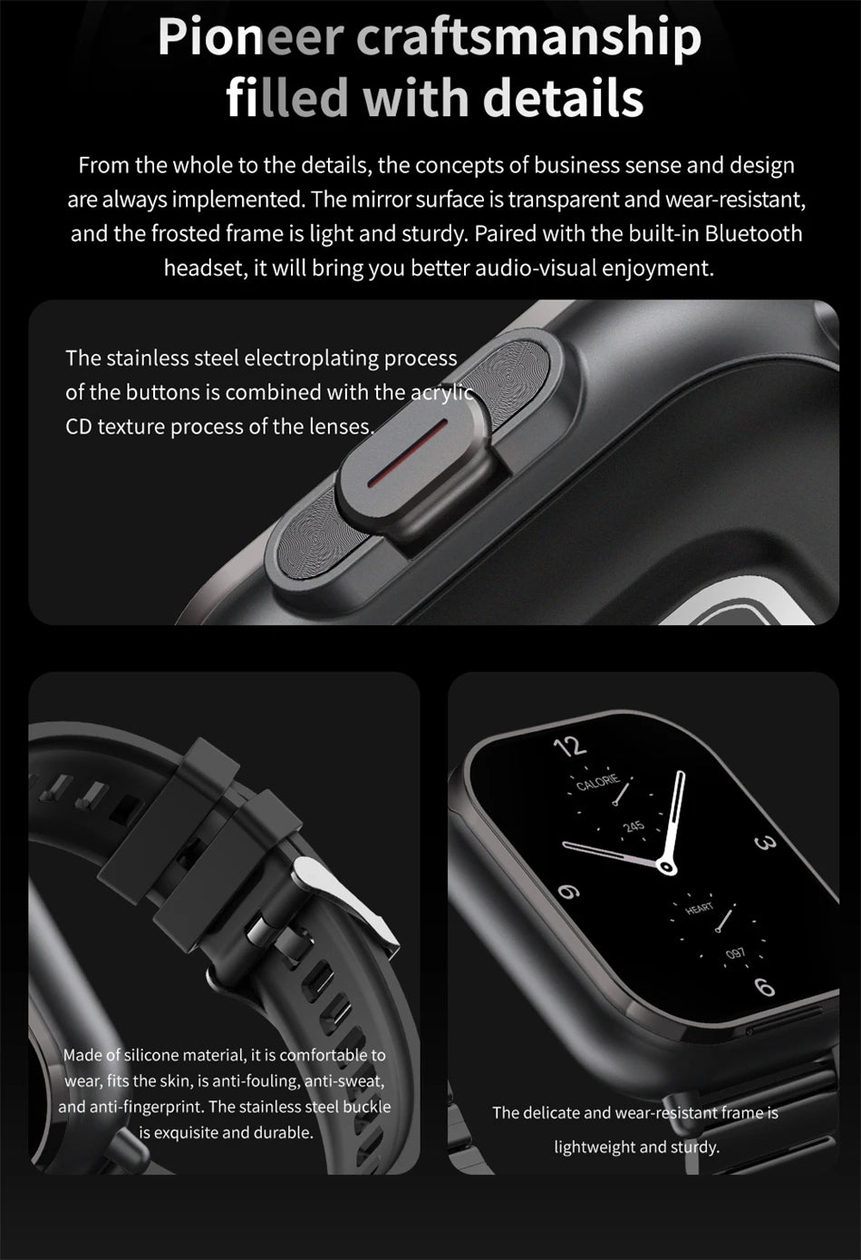 Smart Watch 2 in 1 With Earphone Smartwatch Bluetooth Call Men Watch