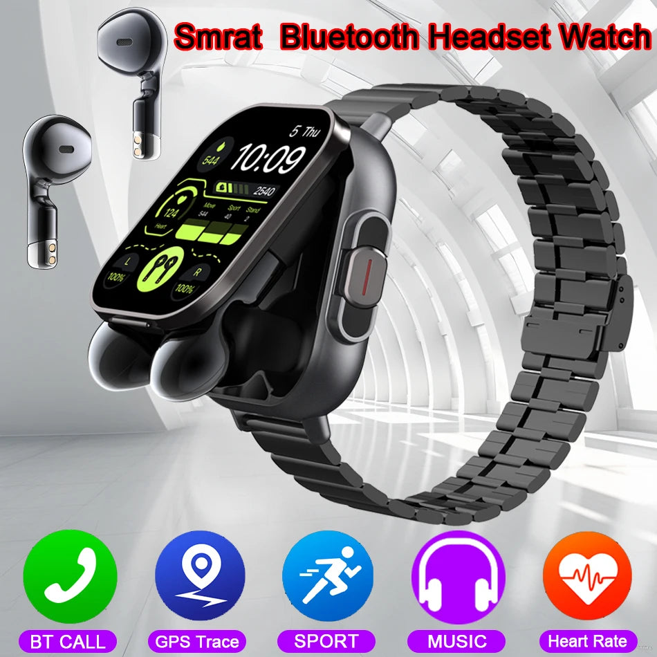 Smart Watch 2 in 1 With Earphone Smartwatch Bluetooth Call Men Watch