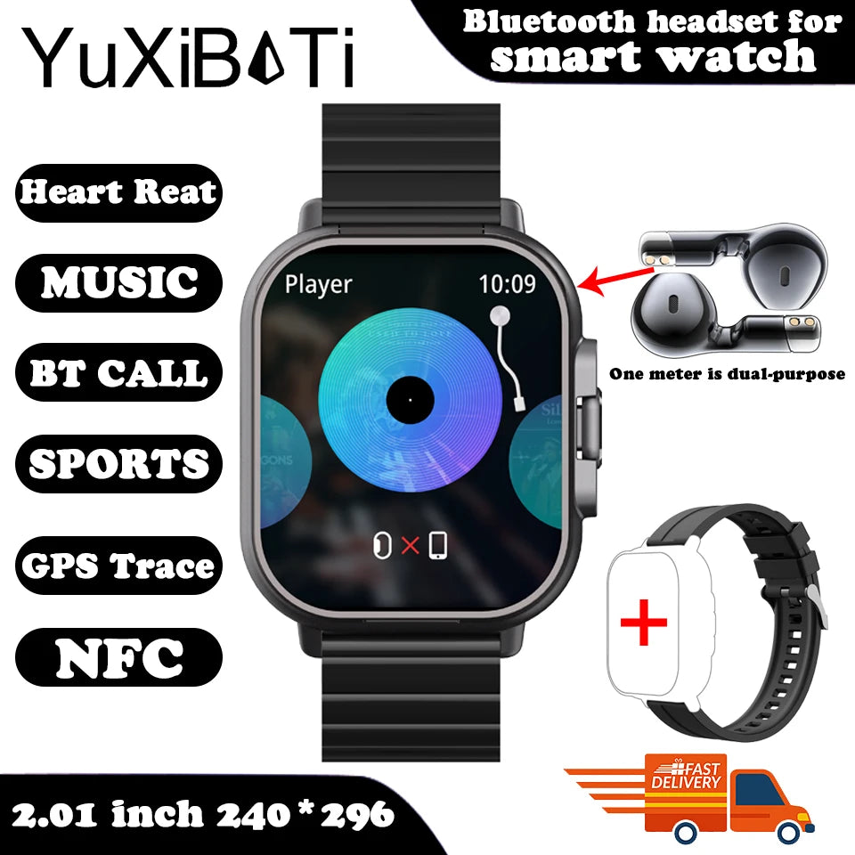 Smart Watch 2 in 1 With Earphone Smartwatch Bluetooth Call Men Watch