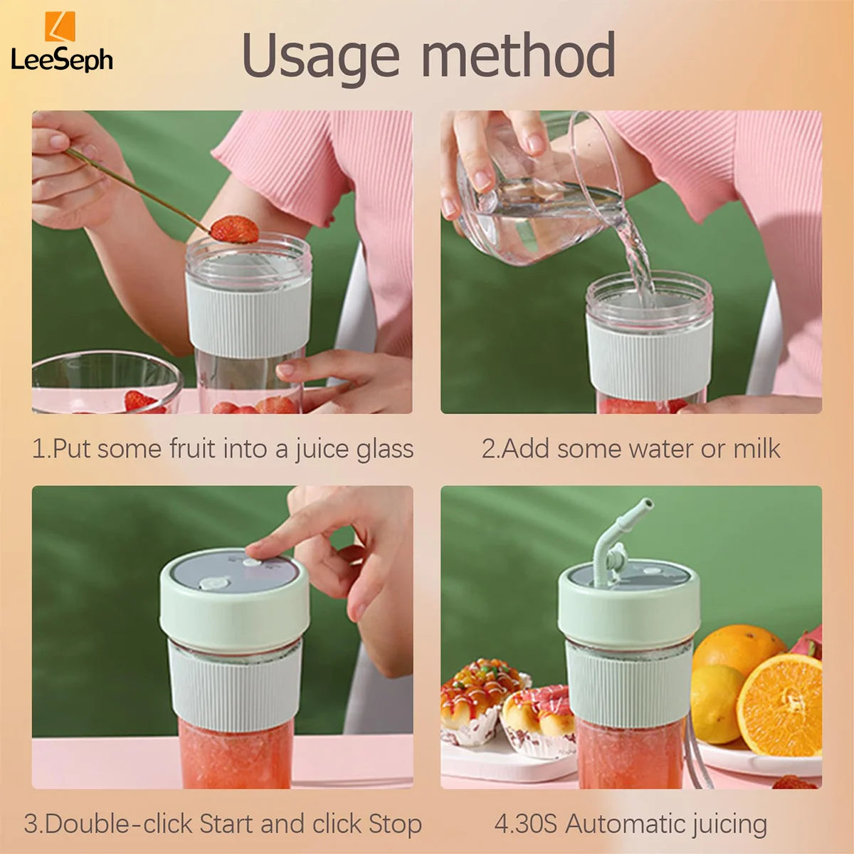 Portable Blender Cup, Electric Juicer Blender, Mini Blender