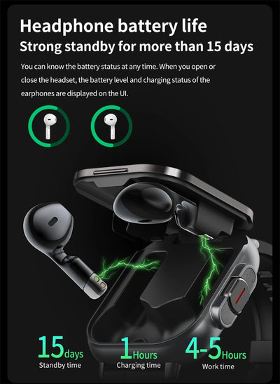 Smart Watch 2 in 1 With Earphone Smartwatch Bluetooth Call Men Watch