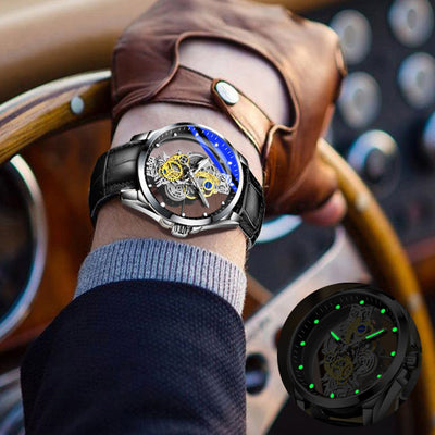 Men Watch Skeleton Automatic Quartz Watch Gold Skeleton