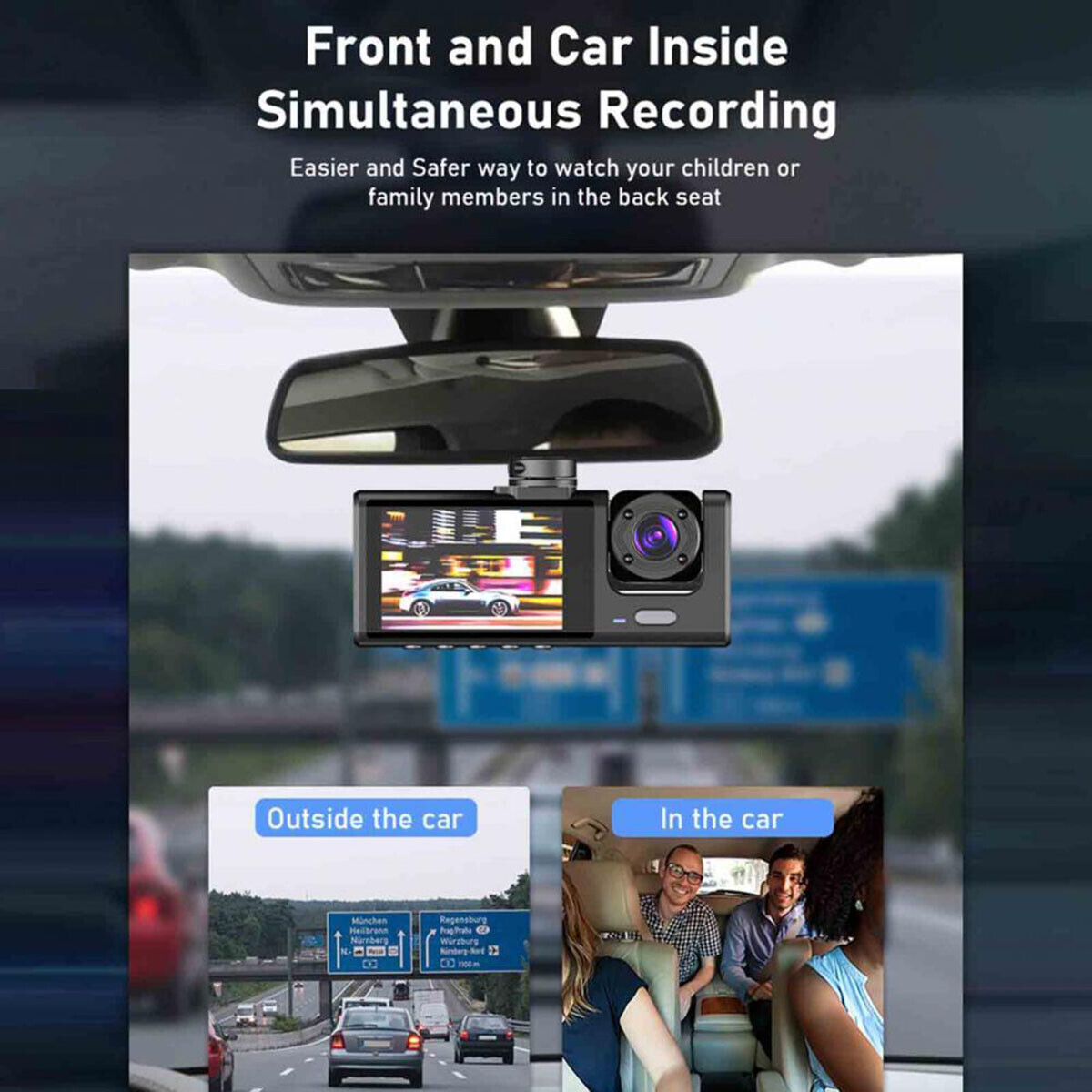1080P Dual Lens Car Dash Cam Recorder G Sensor